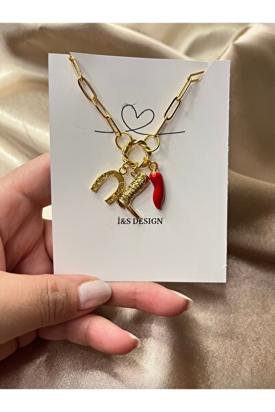 İS DESING charmli Çelik zincirli şans kolyesi  koyboy 1