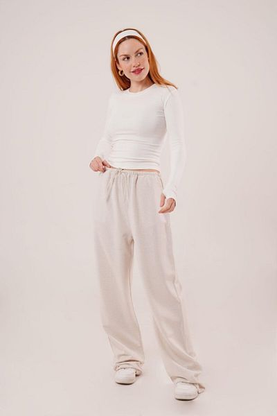 Leyaa Linen Ecru Trousers with Pocket and Tie Detail