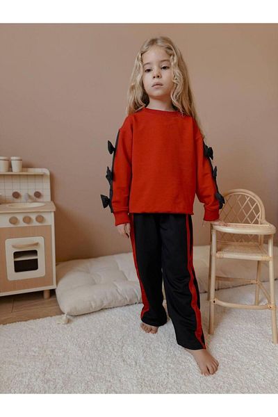 RAPAPA Girl's Festive Bow Flared Leg Suit Red 2536