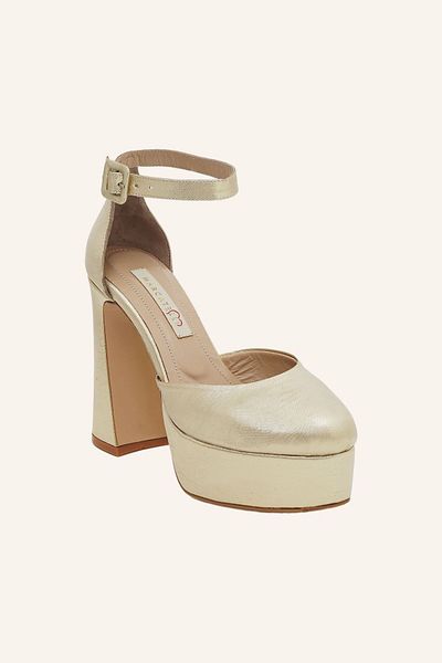 MARCATELLI Gold Turquoise Platform Shoes