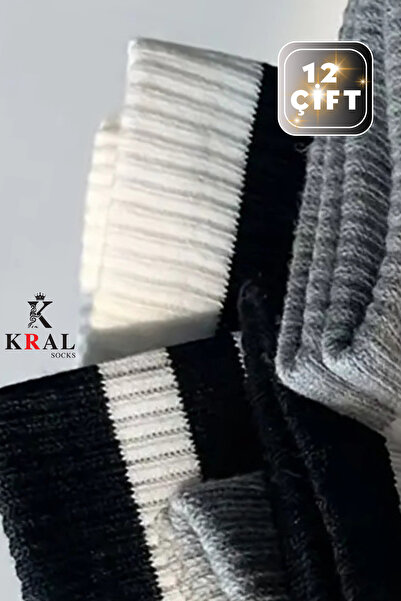 Lüx Kral Мъжки дамски (3 ЧИФТА) колежански тенис чорапи на райета Памучни чорапи против изпотяване