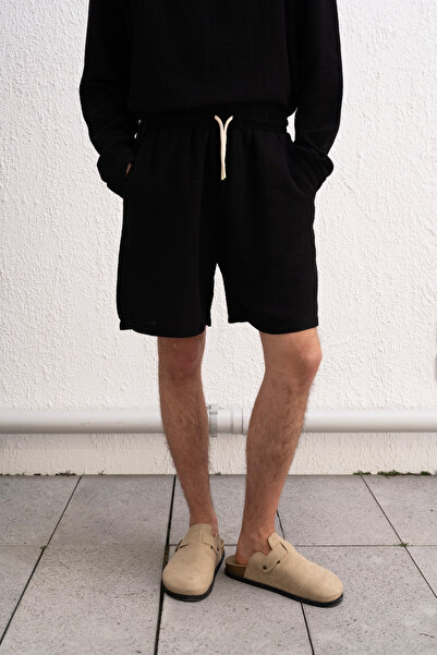 GIESTO Black Shorts with Belt