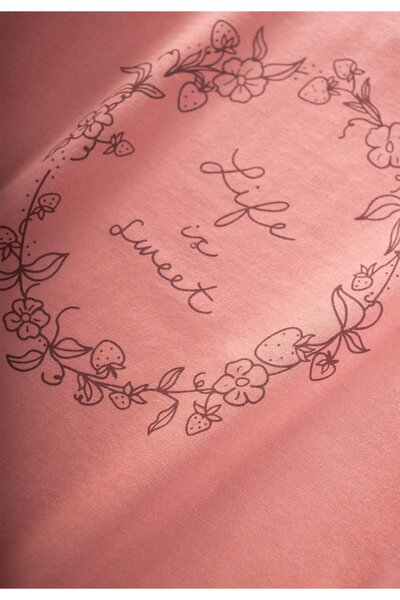 Cigit Pink K Pink Floral Print T-Shirt and Muslin Pants Set 2-10 Years