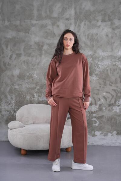 jansogroup - set de 2 piese de zi cu zi, pantaloni largi cu 2 fire, elegant