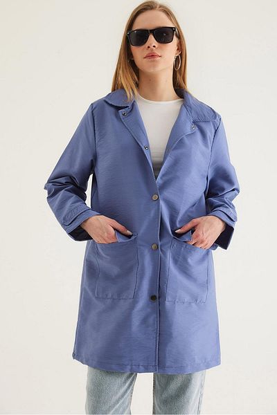CALİENTE Shirt Collar Snap Cap Blue