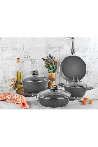 Kahramanlar Fiesta Model 7 Piece Granite Cookware Set - Gray