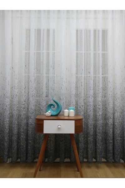farbateks New Design Gray Anthracite Smoked Tulle Curtain Sprinkled Pattern Tulle 3 layers
