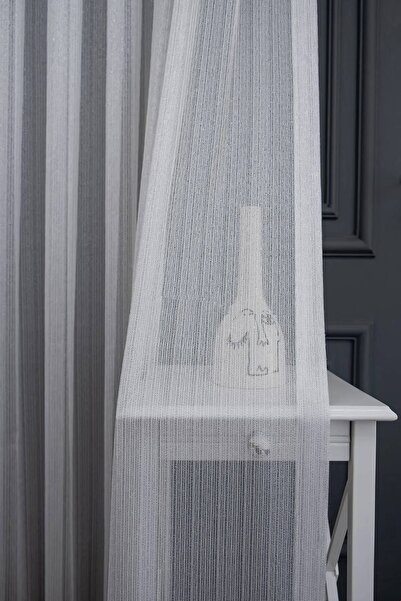 farbateks New Sewing Amarican Pleat Tulle Curtain - Silver Glitter Steel