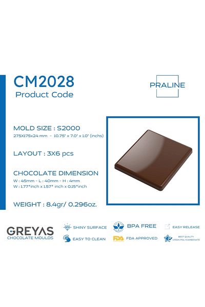 Greyas Polycarbonate Madlen Chocolate Mold 8.4 Gr |   Cm-2028
