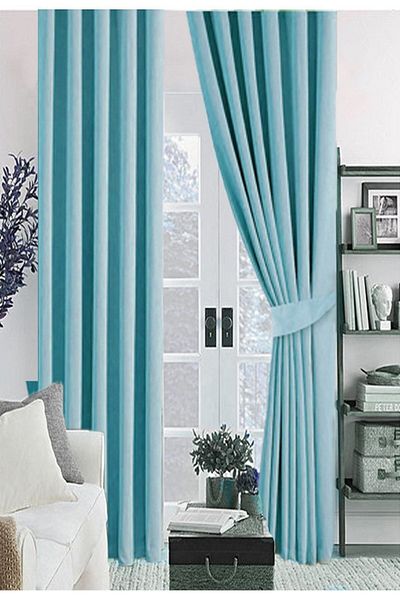 farbateks Turquoise Blue Curtain Background Curtain Karatma Curtain Burgundy Blue Blackout Curtain
