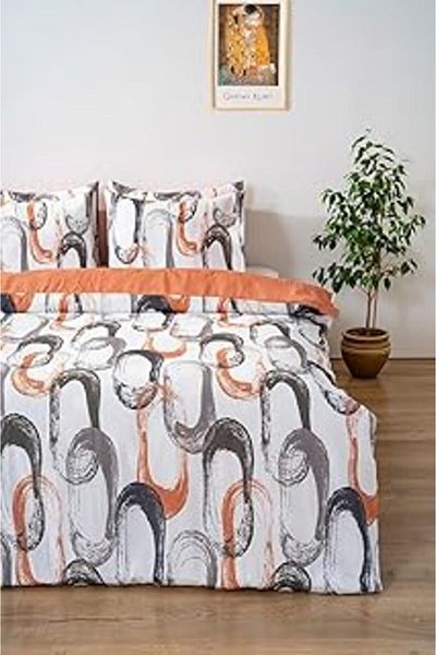 Hepta Collection Rivaistanbul Abstract Coffee Double Duvet Cover Set Cotton