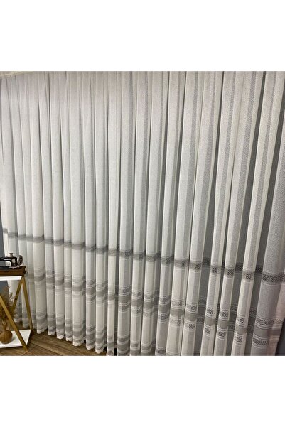 farbateks New Design Paris Gray Silver 2 Layer Pleated Tulle Curtain with Intermediate Tape