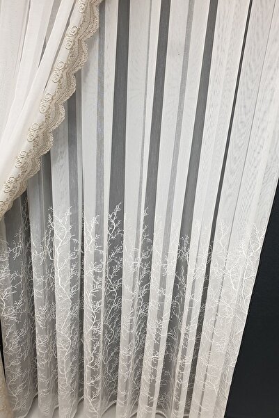 farbateks Trend Zemin Ttm, model de brodat alb de cypress, perdea din tul, ca...