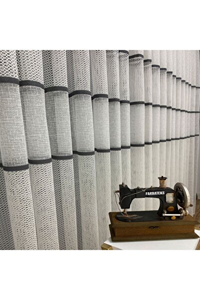 farbateks New Design Milano Anthracite Dark Gray 3 Layer Pleated Tulle Curtain with Intermediate Tape