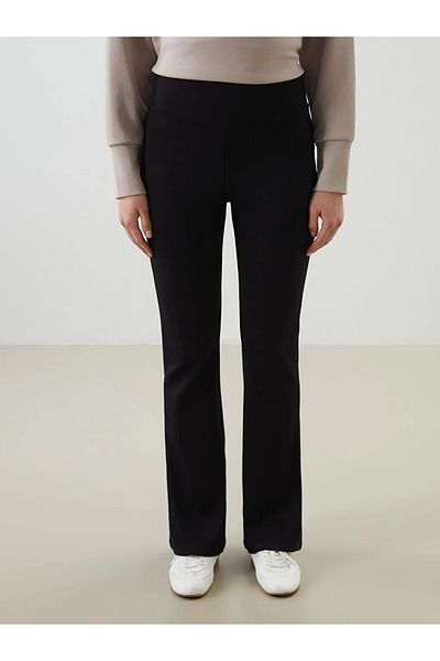 LC Waikiki LCWAIKIKI Pantaloni clasici negri cu talie elastică evazați pentru femei