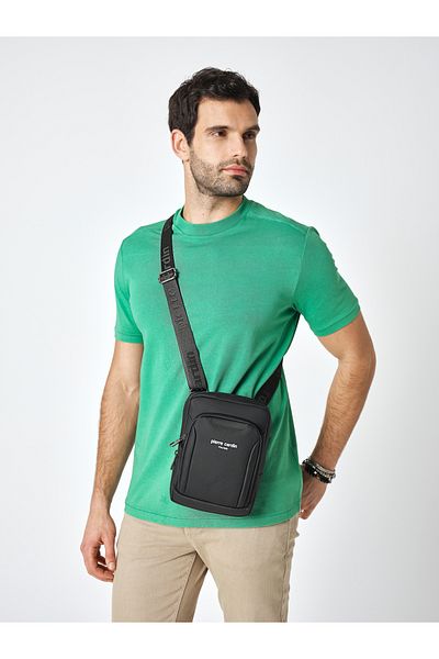 Pierre Cardin 01 ΤΕΜ 002013   Μαύρη αδιάβροχη τσάντα Messenger και ώμου - με λουράκι