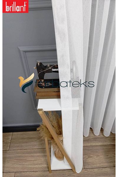 Brillant Farbateks Planting - Brillant Frosted, Simple Design 1/2 Layer Pleated Tulle Curtain