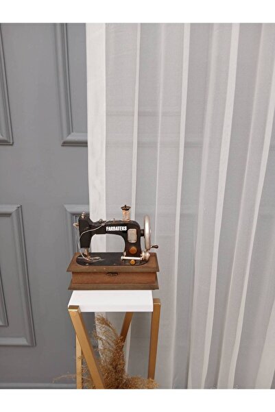 Taç Farbateks Planting Cemre Plain Plain Knitted Cream Colored Ironing Will Not Ask 2Layer Pleated Tulle Curtain