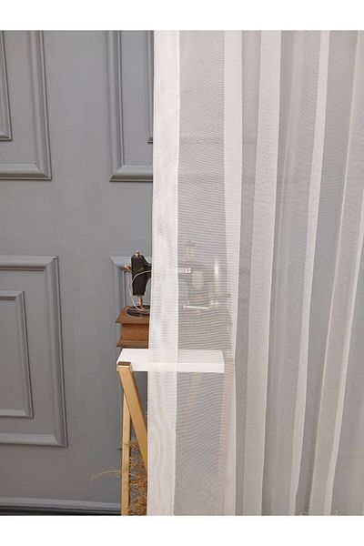 Taç Farbateks Planting Cemre Plain Plain Knitted Cream Colored Ironing Will Not Ask 3Layer Pleated Tulle Curtain