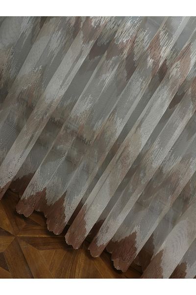 farbateks هارموني نمط متعرج بيج مينك بني اللون تصميم 1/2 طبقة مطوي تول الستار
