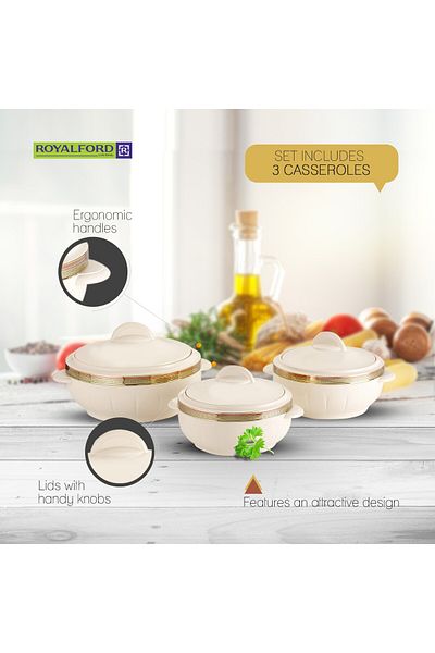 ROYALFORD 3pc Casserole Set Royalford RF1643
