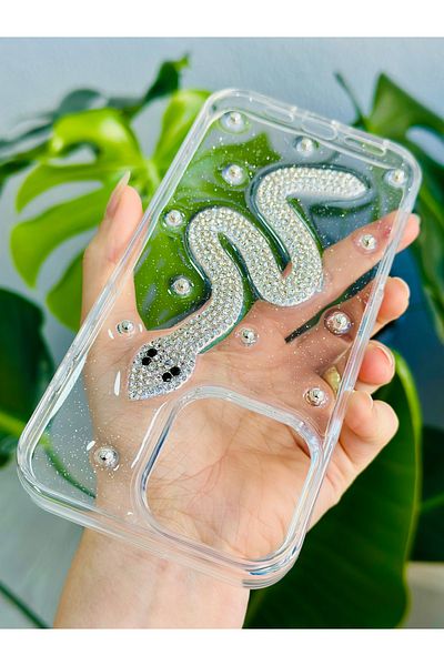 Go Aksesuar حافظة سيليكون بتصميم ثعبان حجري متوافقة مع هاتف Iphone 14 Plus - 15 Plus مع لعبة