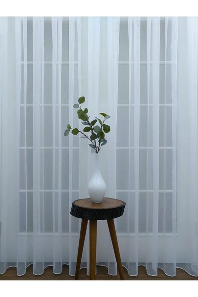 farbateks Silky Textured Elegant Tulle Curtain 1E2 Layer Pleated Tulle Curtain