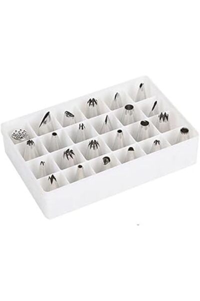 Epinox Çelik Pasta Kreması Duy Seti & Krema Torbası Ucu, 24'lü Takım