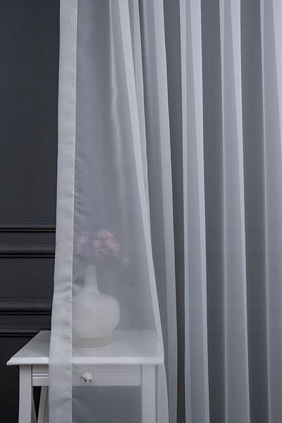 Brillant Crop Pattern 2 Layers Pleated Style Simple Stylish Fashion Design Tulle Curtain