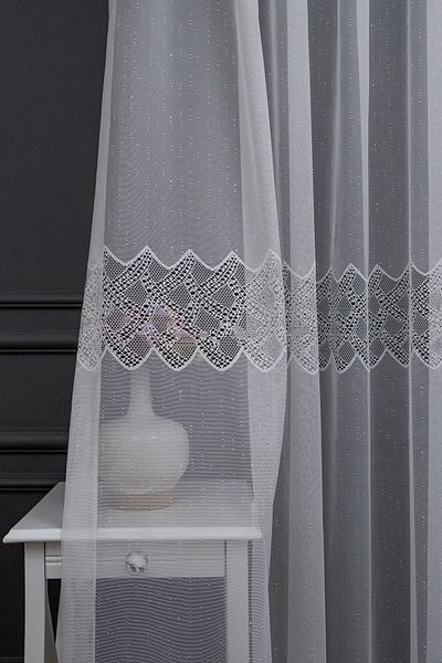 Taç Farbateks Planting Ara Damask Design New Model Does Not Want Ironing Non-Wrinkle 2 Layers Pleated Tulle Curtain