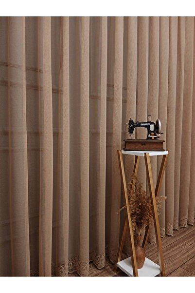 Taç Farbateks Шивашки Cemre Едноцветен плетен визон Цветен Не се изисква гладене 2-слоен плисиран тюл завеса