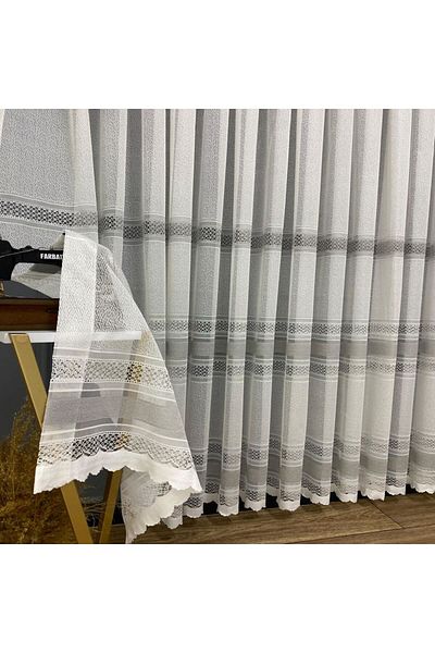 farbateks New Design Paris Gray Silver 2 Layer Pleated Tulle Curtain with Intermediate Tape