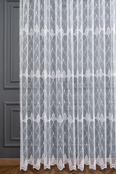 farbateks Selçuklu Damask Embroidered 1e3pleated Living Room Tulle Curtain