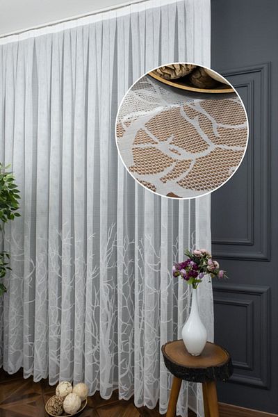 farbateks Bottom Branch Pattern Model Design Does Not Want Iron Non-Wrinkle Tulle 1/2layer Pleated Tulle Curtain