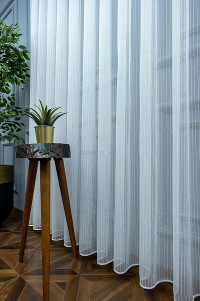 farbateks Twisted Line Twinkling Glitter Striped Shiny Sparkling Rope Tulle 1/3 Layer Pleated Tulle Curtain