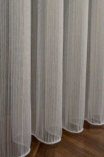 farbateks Χρυσό χρώμα, αστραφτερό ατσάλινο σχέδιο, τούλι 1/3 πυκνό πλισέ κουρτίνα από τούλι