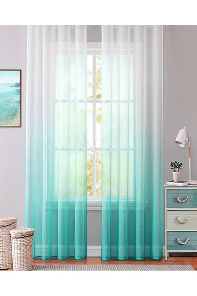 farbateks Mint Green Gradient S Pleat Tulle Curtain