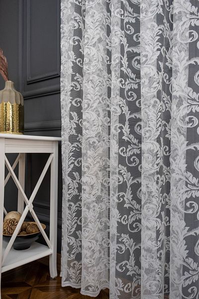 farbateks Classic Shawl Pattern Off White Color Pattern Design 1e3 Layer Pleated Tulle Curtain
