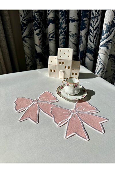 nebudeco 2’li Kurdele / Fiyonk / Bow Nakışlı Kokteyl Peçetesi , Kahve Yanı Su...