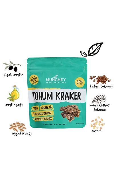 MUNCHEY 12 Pack Seed Crackers with 40 Gr Olives