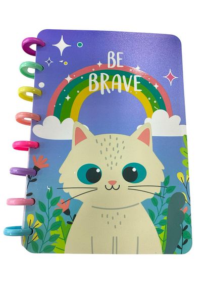 tüftürük Caiet A5 cu linii cu design de pisică cu motto și spirală colorată