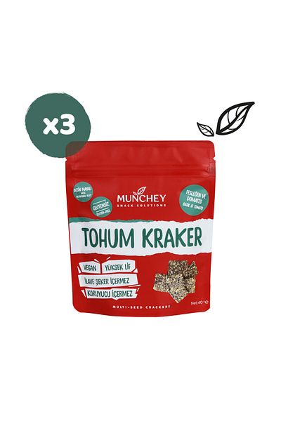 MUNCHEY 40Gr 3-Pack Tomato & Basil Seed Crackers