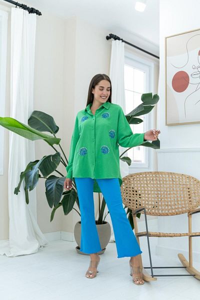 modaserdem Green Seashell Patterned Shirt