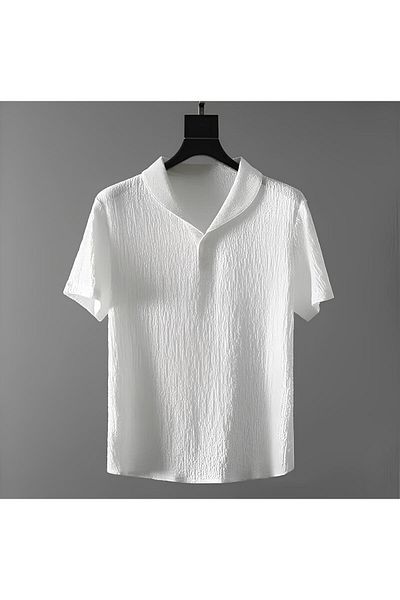 Marjill White Wrinkled Crinkle Fabric Summer Lycra 2-Piece Set