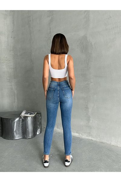 ADA MODA Blugi elastici talie asimetrica,