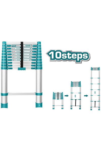 TOTAL 10 Steps Aluminum Telescopic Ladder