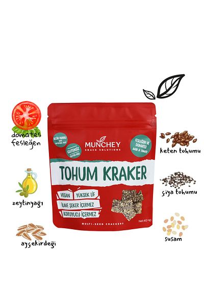 MUNCHEY 40Gr 3-Pack Tomato & Basil Seed Crackers
