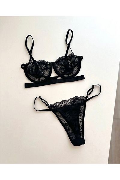 Sage Boris Σετ σουτιέν Μαύρο Underwire με λεπτομέρεια ρίγες