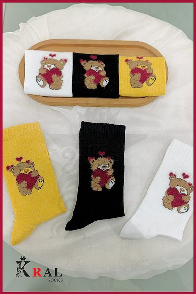 KRAL SOCKS Дамски (6 ЧИФТА) Комплект памучни чорапи Quarter Sock Soft LOVE Model, без изпотяване