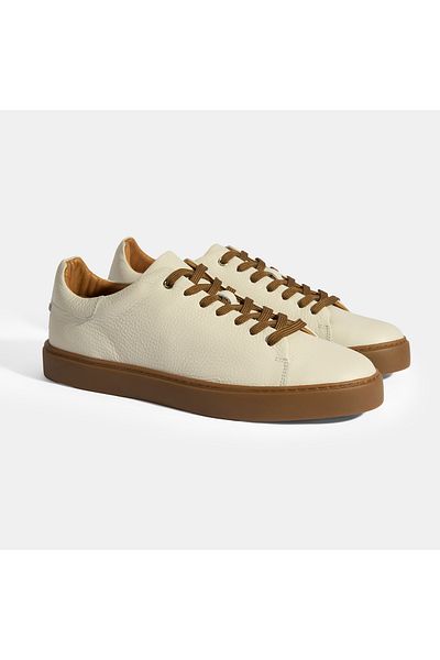Desa Ανδρικά δερμάτινα παπούτσια Monikar Beige με κορδόνια